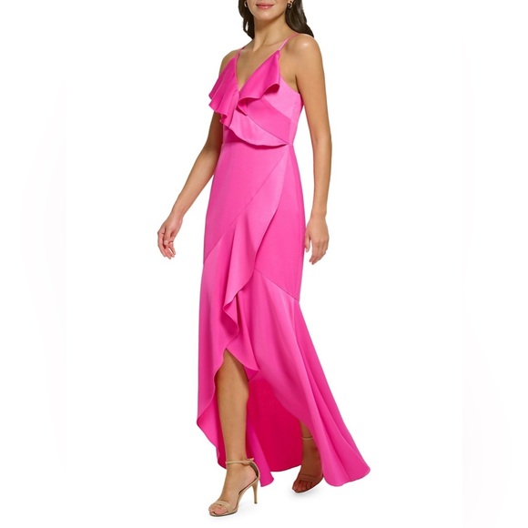 Vince Camuto Asymmetrical Ruffled Gown - Picture 3 of 9